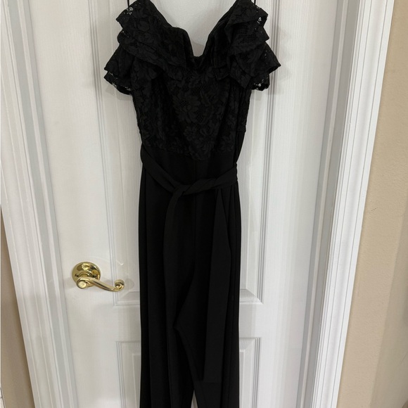 Express Black Ruffled Lace Jumpsuit - Picture 1 of 6